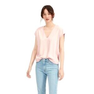 Everlane Japanese GoWeave Light Pink Rose Square Capsule Boxy V-Neck Tee Size 0